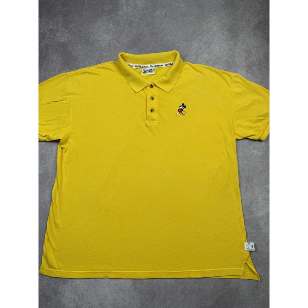 Disney Walt Disney World Polo Shirt Mens Large Yellow Mickey Mouse‎ Embroidered
